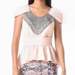 Bebe Victorian Highlow Peplum Top